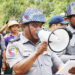 Police Maj. Myo Nyunt Than orders protesters in Aung Thabyay Village to disperse  during a May 15, 2019 crackdown on the demonstration against a coal-powered cement factory.
