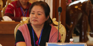 Naw Zipporah Sein attends an ethnic armed groups meeting in Panghsang, headquarters of the United Wa State Army, on the China-Burma border.  / Supplied