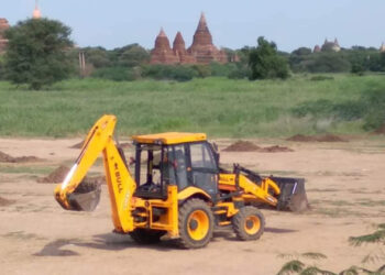 An excavator at the greening project in Bagan. / MAA / Facebook