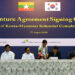 The joint-venture signing ceremony is held in Naypyitaw on Thursday. / Ministry of Information
