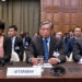 The Myanmar delegation led by Daw Aung San Suu Kyi (far left) attends a hearing at the ICJ in December 2019. / ICJ