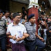 Detained Reuters reporter Ko Wa Lone talks to the media before leaving the court on Monday. / Htet Wai / The Irrawaddy