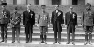Dr. Ba Maw (far left) during the Greater East Asia Conference in Tokyo in November 1943.