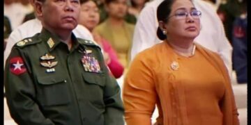 Undated picture of Lieutenant General Soe Htut (left) and his wife Daw Nilar Sein. / Pencilo Facebook