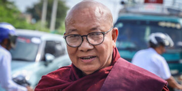 Sayadaw U Arriyawuntha at Pyigyitagon Township Court on Thursday. / Zaw Zaw / The Irrawaddy