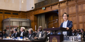 Daw Aung San Suu Kyi presents her argument to the International Court of Justice on Dec. 11, 2019. / Reuters