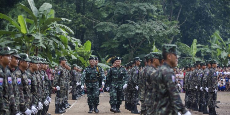 KNU troops during a parade in 2018. / The Irrawaddy