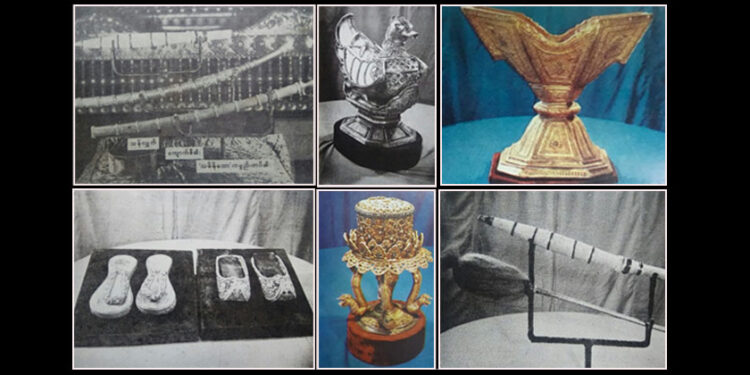 Some of the Myanmar royal treasures returned by Britain.
