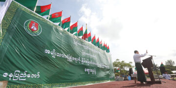 A USDP rally in Naypyitaw in 2017. / Myo Min Soe / The Irrawaddy