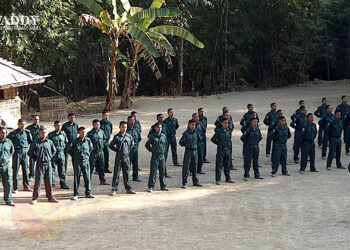Arakan Army fighters undergoing military training in Laiza, Kachin State. / The Irrawaddy