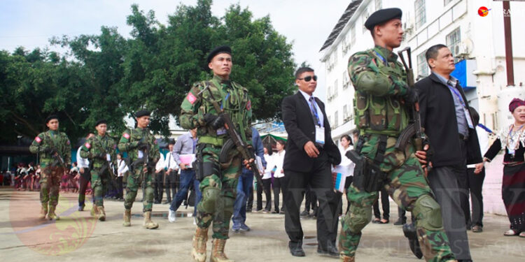 AA leaders at a summit of ethnic armed organizations in Kachin State’s Mai Ja Yang in 2016. / The Irrawaddy