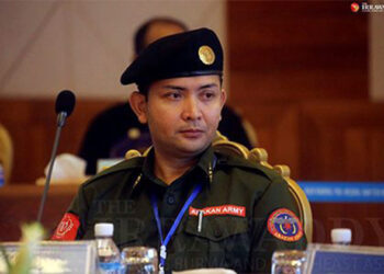 AA Chief Maj-Gen Tun Myat Naing in Pang Seng, the capital of Wa Special Region in northern Shan State in 2015. / The Irrawaddy