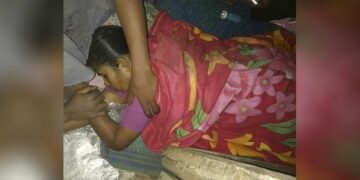 A woman who was injured when an artillery shell fell on Kin Taung Village in Rakhine State’s Buthidaung Township on Jan. 24, 2020. / Buthidaung News Agency / Facebook
