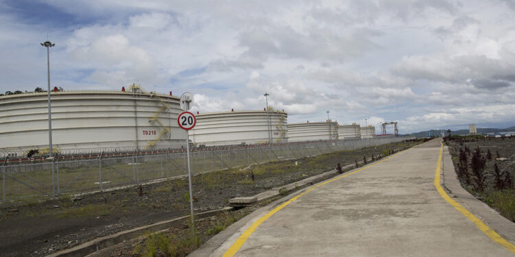 Oil tanks are seen at China’s oil pipeline project on Madae island, Kyaukpyu Township, Arakan State, in Burma on October 7, 2015. / Soe Zayar Tun / The Irrawaddy