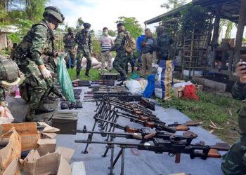 Weapons seized in Mae Sot on the Thai side of the border with Myanmar.