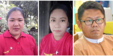The three NLD candidates who were abducted in Rakhine State's Taungup Township on Oct. 14: (from left) Daw Ni Ni May Myint, Daw Chit Chit Chaw and U Min Aung.