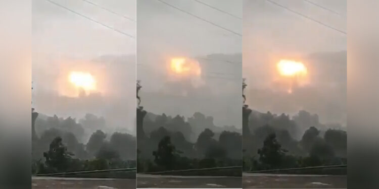 The explosion on a social media video.