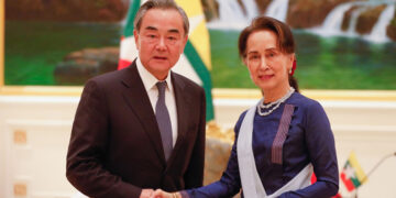 Myanmar State Counselor Daw Aung San Suu Kyi and Chinese State Councillor Wang Yi in Naypyitaw on Dec. 7, 2019. / Myanmar State Counselor’s Office