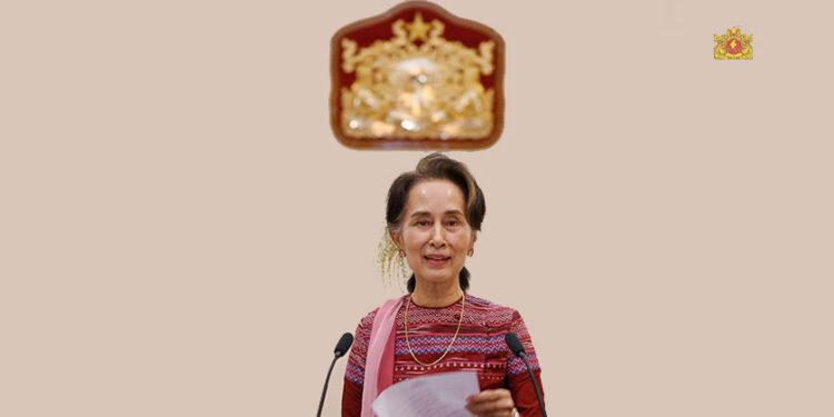 Ousted State Counselor Daw Aung San Suu Kyi in December 2019. / State Counselor’s Office