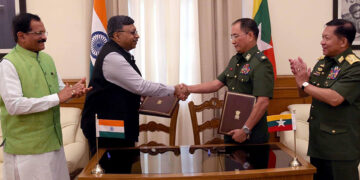 India and Myanmar sign a memorandum of understanding on defense cooperation in July 2019. / Embassy of India, Yangon