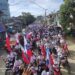 Arakan National Party supporters march in Gwa Township, southern Rakhine State in late October. / Khin Saw Wai / Facebook