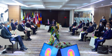ASEAN leaders hold a summit in Jakarta in April 2021. / ASEAN