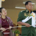 Than Shwe (right) and his wife Daw Kyaing Kyaing (left) attend a Buddhist ceremony in March 2009. / Khin Maung Win