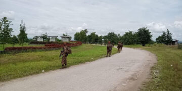 Junta soldiers in Lay Kay Kaw on Dec. 14