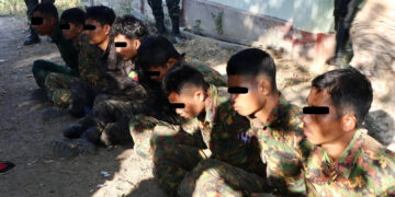 Eight junta soldiers captured during fighting with the KNLA in mid-December.