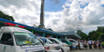 The parking lot at Yeway Cemetery on July 12. / The Irrawaddy