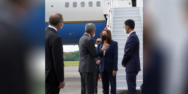 US Vice President Kamala Harris arrives in Singapore on Sunday. / Kamala Harris’ Twitter