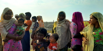 Displaced Rohingya at a camp in western Sittwe. / The Irrawaddy