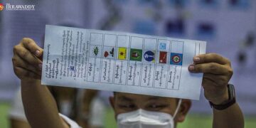 Vote counting on November 8, 2020. / The Irrawaddy