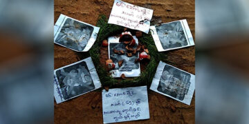 A mock death notice of coup leader Senior General Min Aung Hlaing.