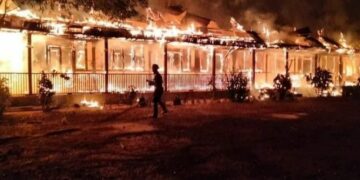 The high school in Ka Myaw Kin village was razed by fire on May 24. / CJ