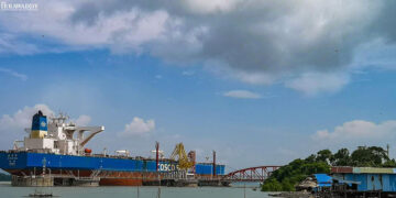 A crude oil tanker docks at Maday Island, Kyaukphyu Township in western Myanmar’s Rakhine State in 2019. / Zaw Zaw / The Irrawaddy
