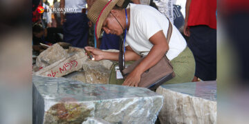 A jade emporium in Naypyitaw in June, 2019. / Htet Naing Zaw / The Irrawaddy