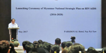 The launching ceremony of the Myanmar National Strategic Plan on HIV/AIDS in Naypyidaw. / Pe Thet Htet Khin / The Irrawaddy