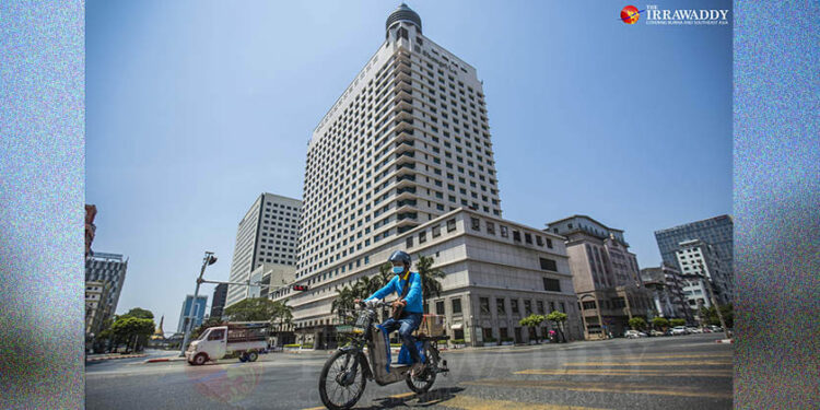 A nearly deserted Yangon is seen in April, when the whole country was under stay-at-home restrictions. / Htet Wai / The Irrawaddy