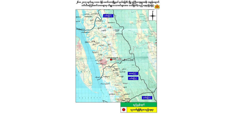 A map showing the location (in red) of the alleged killing of Hindu civilians. / State Counselor Information Committee / Facebook