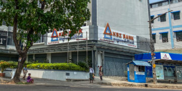 A branch of the country's largest bank, Kanbawza Bank, in Yangon, Myanmar’s commercial capital. / The Irrawaddy