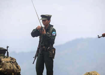 TNLA troops patrol in an area controlled by the group in northern Shan State / The Irrawaddy