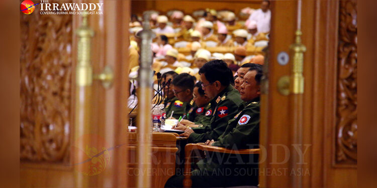 Military appointed lawmakers attend the Union Parliament session on Feb. 25, 2020 in Naypyitaw. / Thiha Lwin / The Irrawaddy