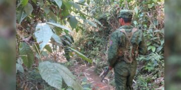 Arakan Army fighters in a forest in Rakhine. / Nan Lwin Hnin Pwint / The Irrawaddy 