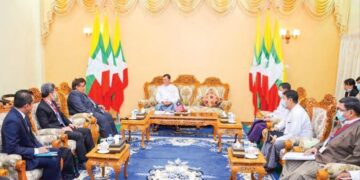 Representatives of Malaysia and the Myanmar military regime meet in Naypyitaw, the capital of Myanmar, on Wednesday. / Global New Light of Myanmar