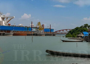 A crude oil tanker docks at Maday Island in Rakhine State’s Kyaukphyu Township in 2019. / Zaw Zaw / The Irrawaddy
