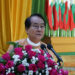 Kachin State Chief Minister U Khet Aung at an awards ceremony honoring students who passed their matriculation exams with distinction in November 2018. / Kachin State Government Office / Facebook