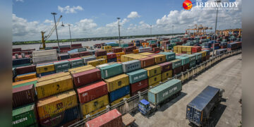 Shipping containers at Asia World Port in Yangon / The Irrawaddy