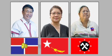 (From left to right) Mahn Than Win Oo, Naw Susanna Hla Hla Soe and Naw Ohn Hla will compete for the Karen ethnic affairs minister post for Yangon Region in the November 2020 election.