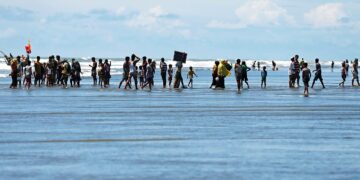 Self-identifying Rohingya refugees in Teknaf, Bangladesh after fleeing Myanmar. / Reuters
